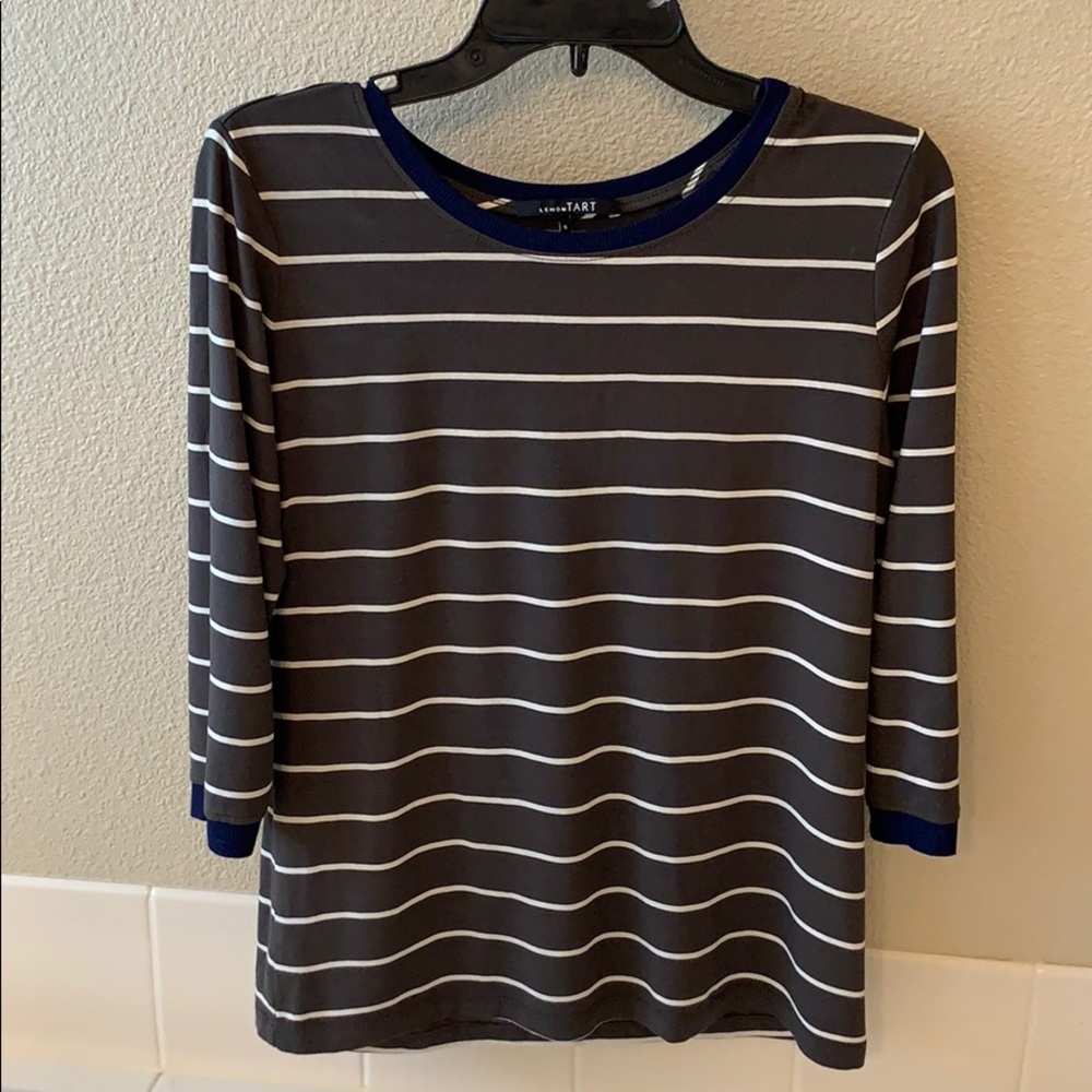 Lemon Tart 3/4 sleeve striped tee, small